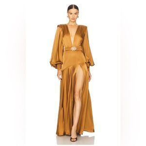 NWOT BRONX AND BANCO Carmen Maxi Dress in Copper GOLD